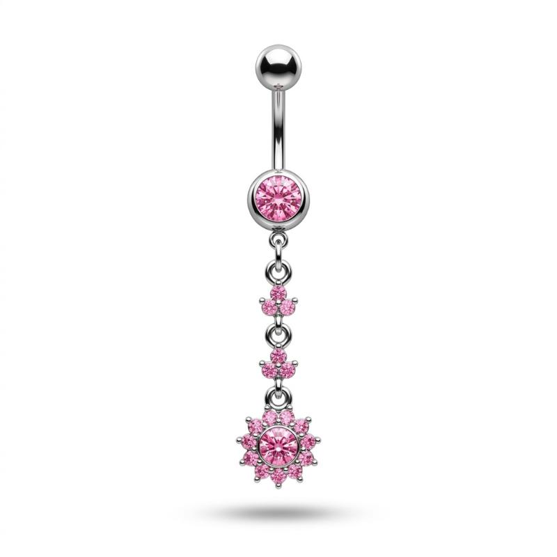 Belly Button Piercing Heart Ring Stainless Steel Copper Anti-Allergy Navel Jewelry for Summer Beach Swimming Accessories