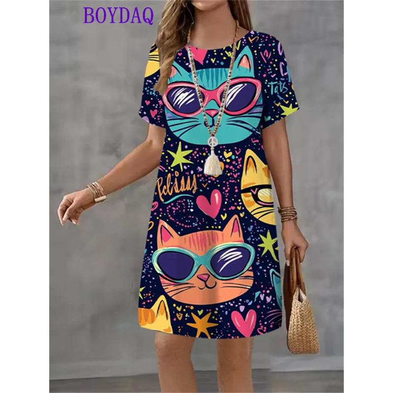 Fashion Loose Short Sleeve Dress Casual Versatile Casual Dresses