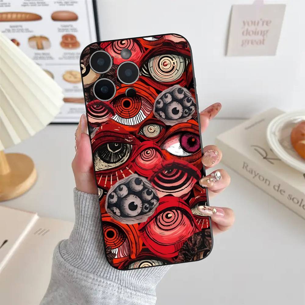 Vintage Evil Eyes Phone Case Black Silicone Soft Shell For IPhone 17 16 15 14 13 12 11 Air Pro Max Plus Hot Sale