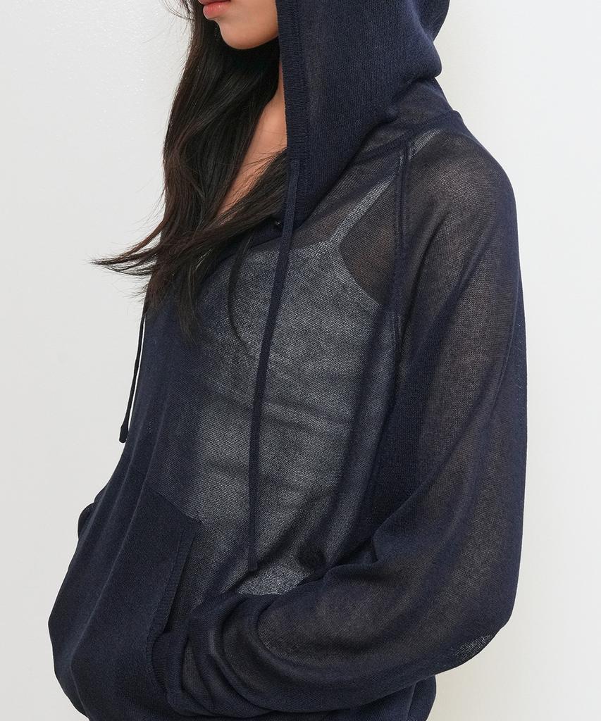 GENERALIDEA Sheer Hooded Knit Pullover [Navy] / Gf2Lkp526