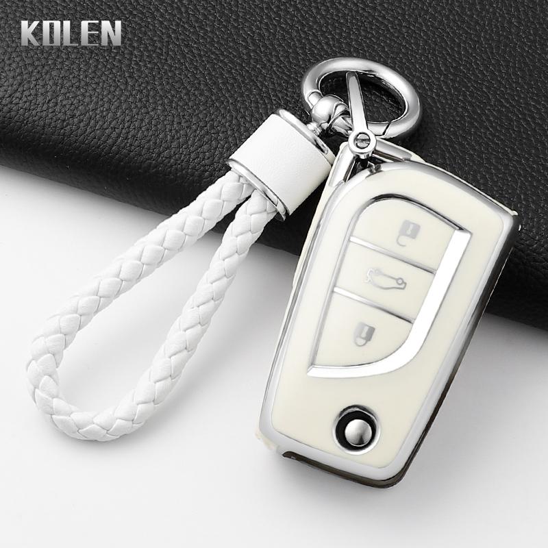 Fashion Tpu Car Key Case Cover For Toyota Aygo Yaris Highlander Camry Rav4 Corolla Land Cruiser Prado Protected Keychain Fob Bag