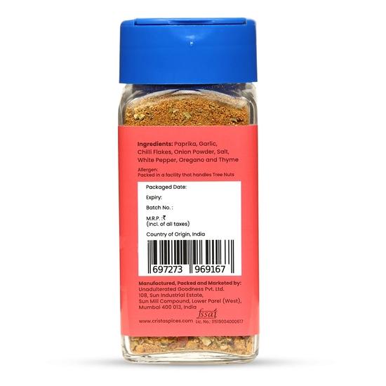 CRISTA 45 Gms Southern Cajun Seasoning for Fries, Popcorn & Appetizers | Mixed Spices Blend | Vegan | Zero Added Colours