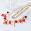 Stylish Cherrys Pendant Necklace With Double Layer Tassels Designs Decoration for Elegant Look Styles Daily Use