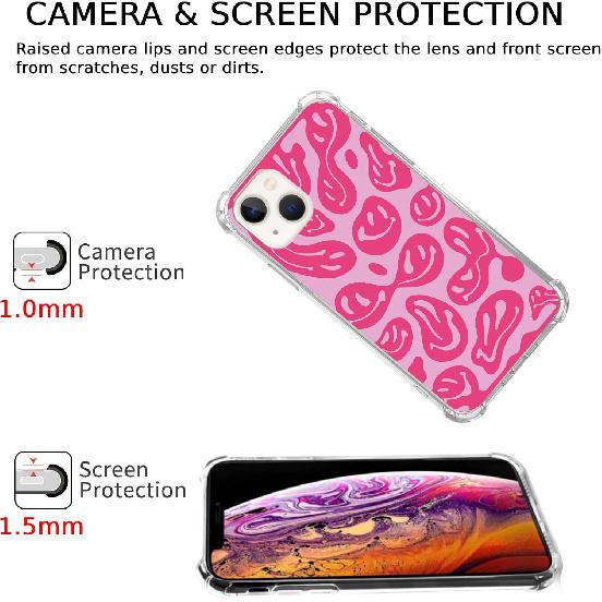Pink Melting Smile Face Case Compatible with iPhone 14 Plus, Aesthetic Trippy Smile Face Case for iPhone 14 Plus, Cool Trendy TPU Bumper Case Cover