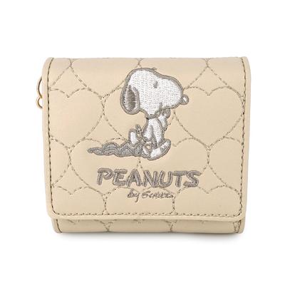 Snoopy Box Szív Steppelés Sorozat Háromhajtogatós Pénztárca, Bézs,