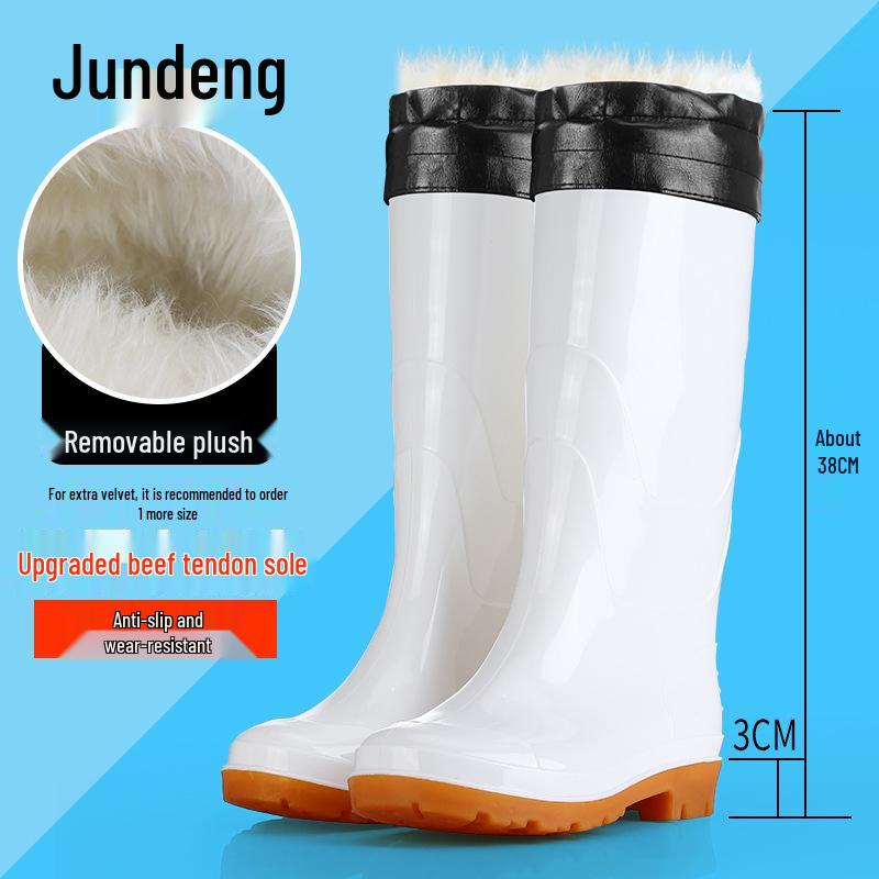 Military-Style Non-Slip White Rubber Boots for Men and Women - Thickened Wading Work Shoes