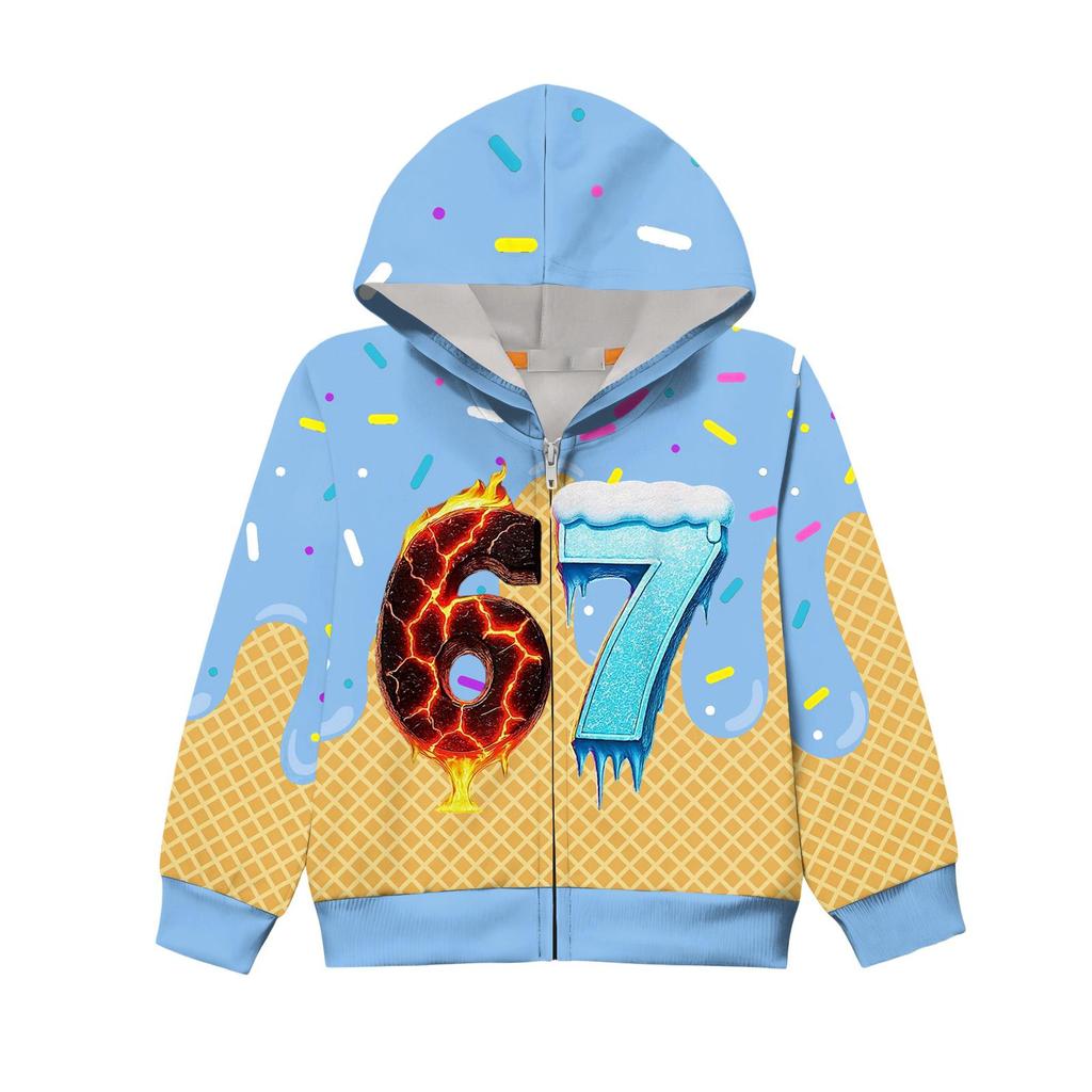 Children's Long Sleeved Loose Printed Zipper Jacket