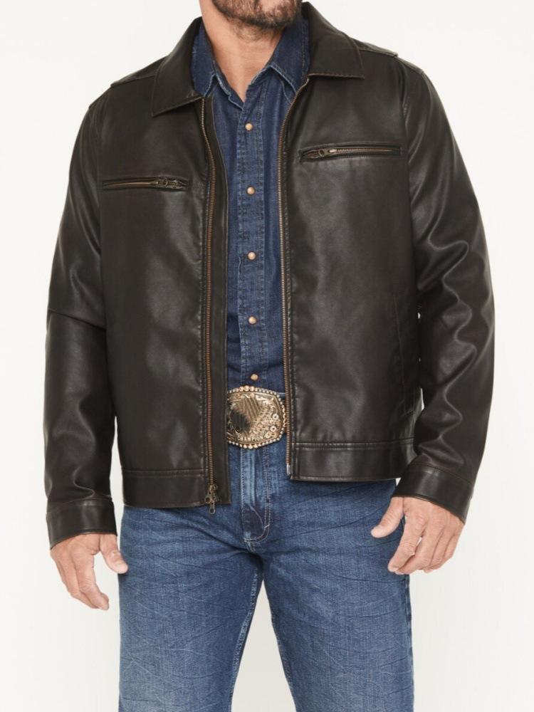 American retro bomber jacket fashion trend locomotive style PU leather top lapel jacket men s clothing S чёрный