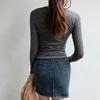 Plain T Shirt Women Elastic Basic T-shirts Female Casual Tops Long Sleeve Thin T-shirt See Through