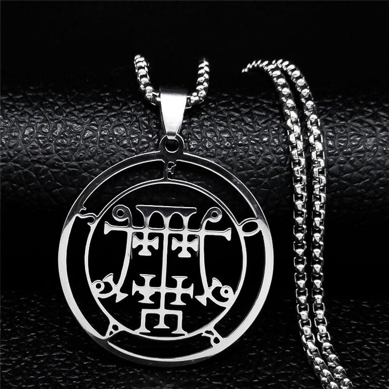 Astaroth Sigil Goetia Stainless Steel Necklace Solomon Demon Seal Satan Sigil satanique patch PIN Jewelry collier femme N7156S03