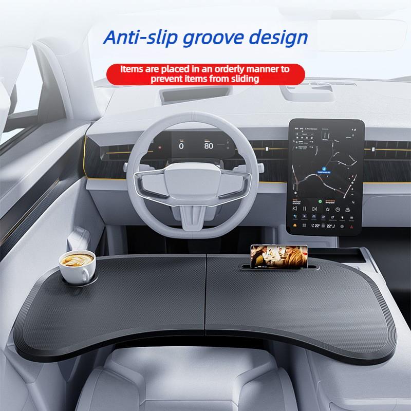 Foldable Car Tray Dining Table Universal Car Travel Laptop Office Desk Phone Stand Cup Holder Beverage Tray Rack for Tesla M3/Y