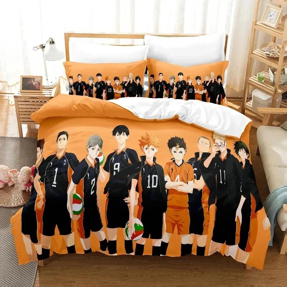 3D-tryck Haikyu Anime Sängkläder Set Pojkar Flickor Twin Queen King Size Påslakan Örngott Säng pojkar Vuxen Hemtextil