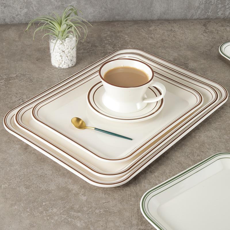 Kekler, Ekmekler, Akşam Yemeği, Hızlı Yiyecekler ve Çay için Melamin Dikdörtgen Servis Tepsisi