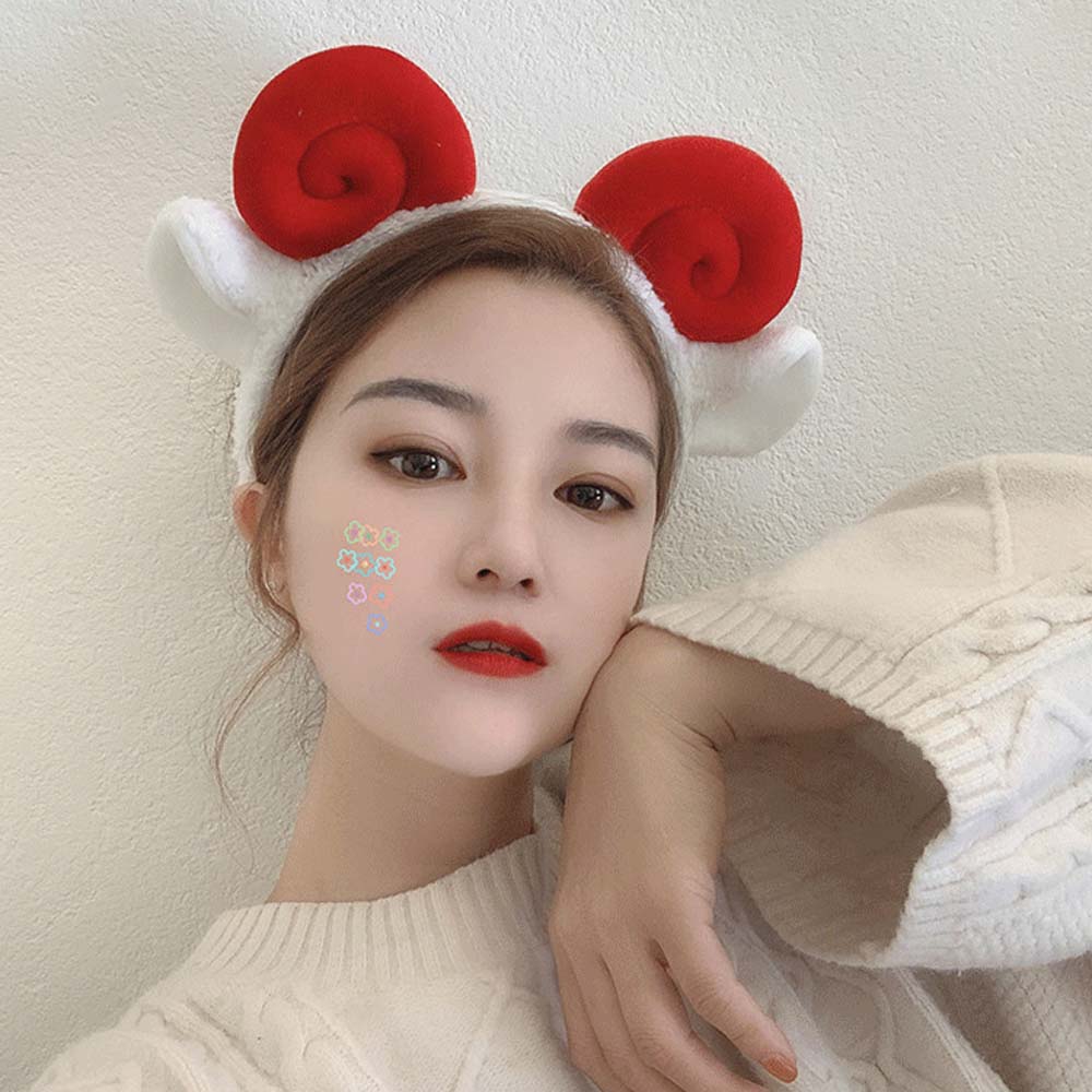 Cute Korean Sheep Ear Wash Face Hair Hoop Plush Lamb Headband Hair Accessories