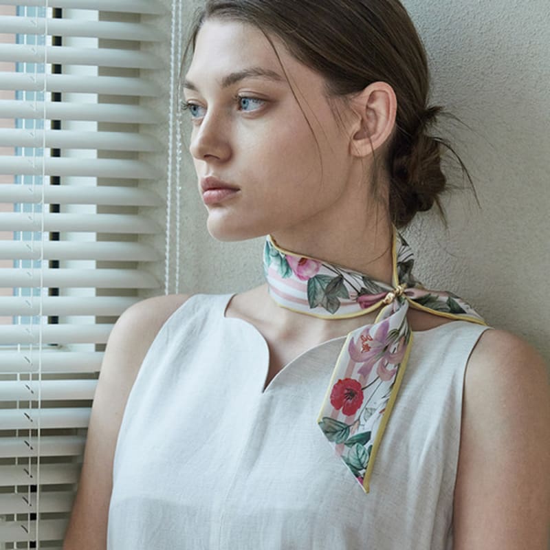 ANA MAISON Lässiger Garten-Twilly Seidenschal [PMT-1404]