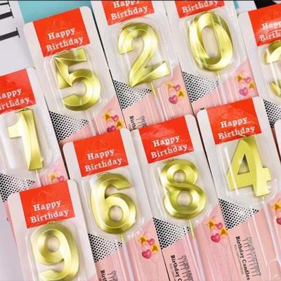 0-9 3D Gold Diamond Number Candles Smokeless Cake Topper Kids Large Birthday Candle Wedding Anniversary Party DIY Decorations