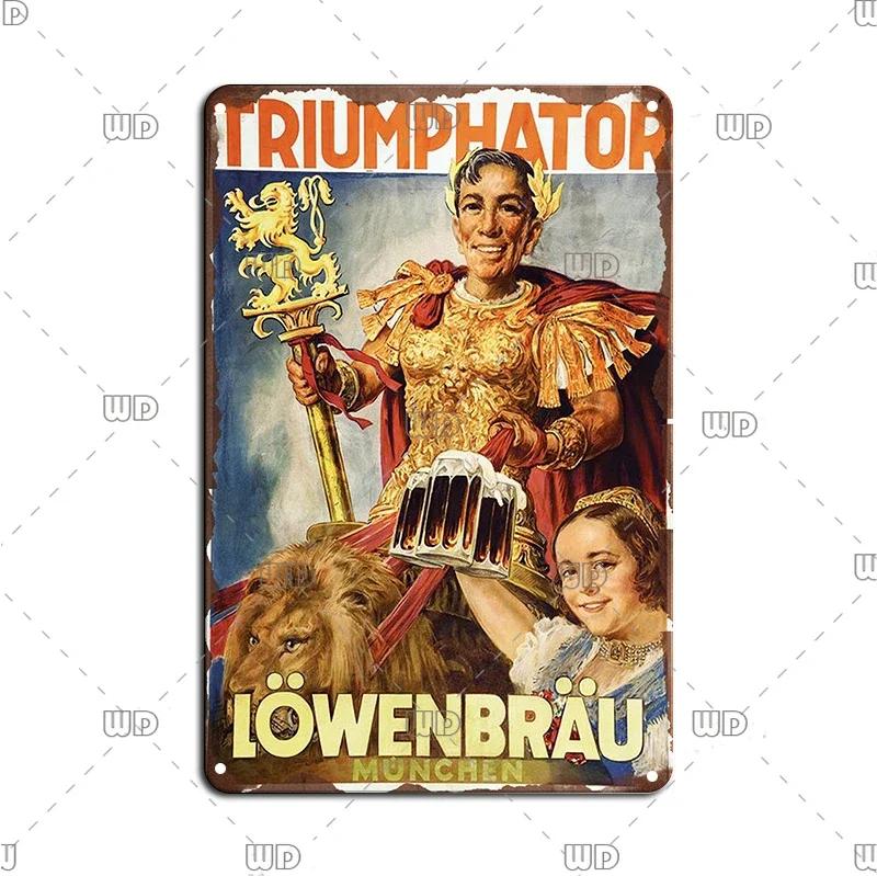 Vintage Wall Plaque Sign Decor Germany Paulaner Beer Tin Sign Decoration Plate Bar Cafe Man Cave Metal Poster Board Art Painting