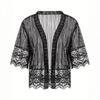 Spring and Summer New Mid-length Cardigan with Three-quarter Sleeves, Lace, and A Sun-protective Shawl for Women, An Air-conditioned Jacket