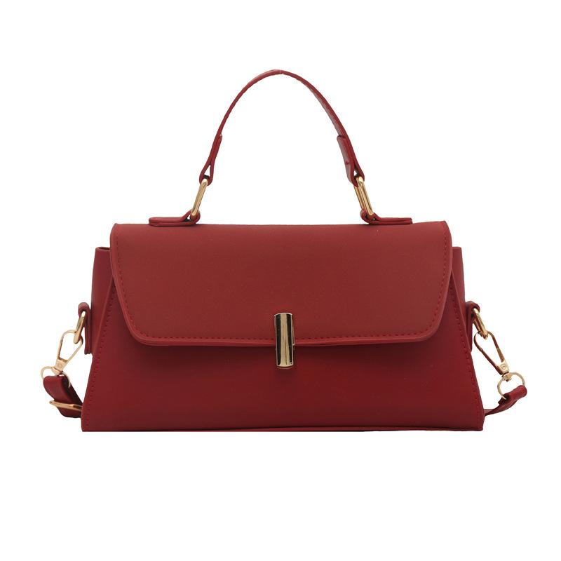 Korean Version of Women's Bags Are Fashionable and Simple, Daily Textured Solid Color Portable Small Square Bag, Foreign Style Versatile Single Should