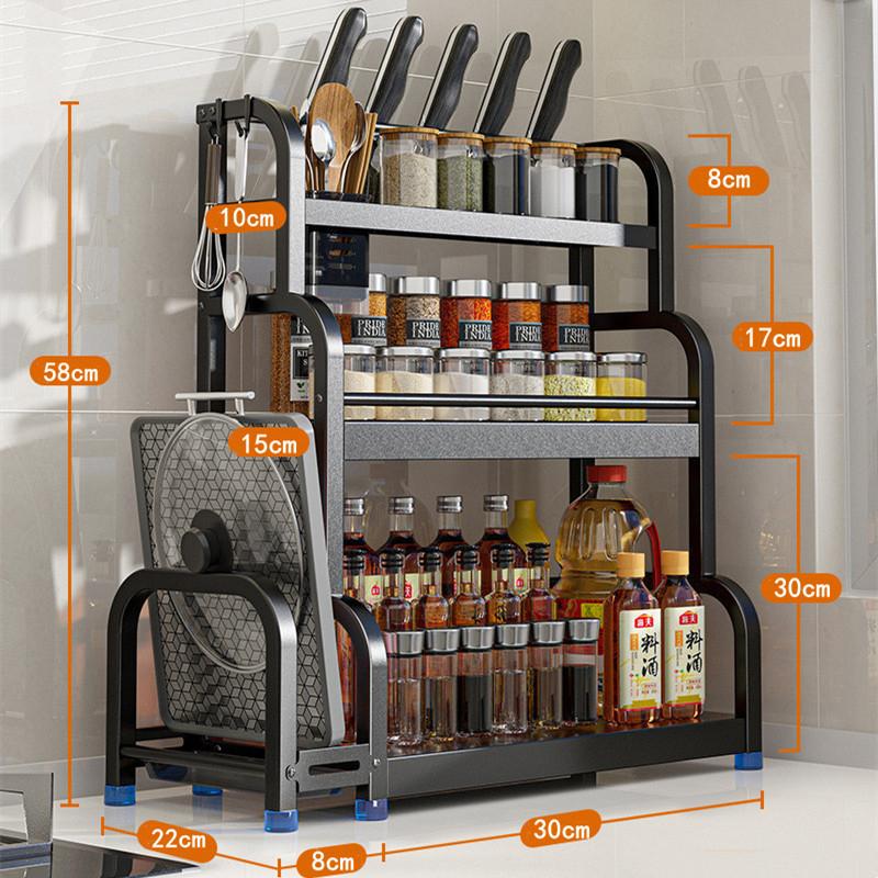 2Layers 3Layers Stainless Steel Kitchen Storage Rack Seasoning Chopsticks Shelf Organizer Knife Jar Household Accessories