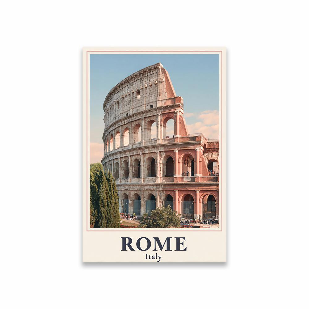 Rome Italy Wall Art Poster Vintage Colosseum Poster Print Ancient Roman Architecture Decor Europe Travel Illustration Painting