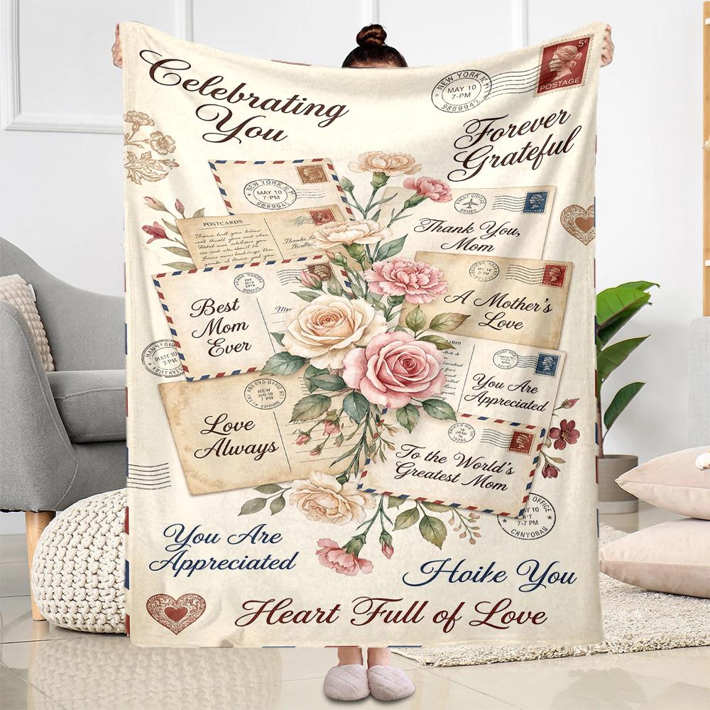 Mom's Gratitude And Love Blanket Suitable for Sofas,travel, Living Rooms Also a Good Gift for Friends and Family Suitable for All Seasons.