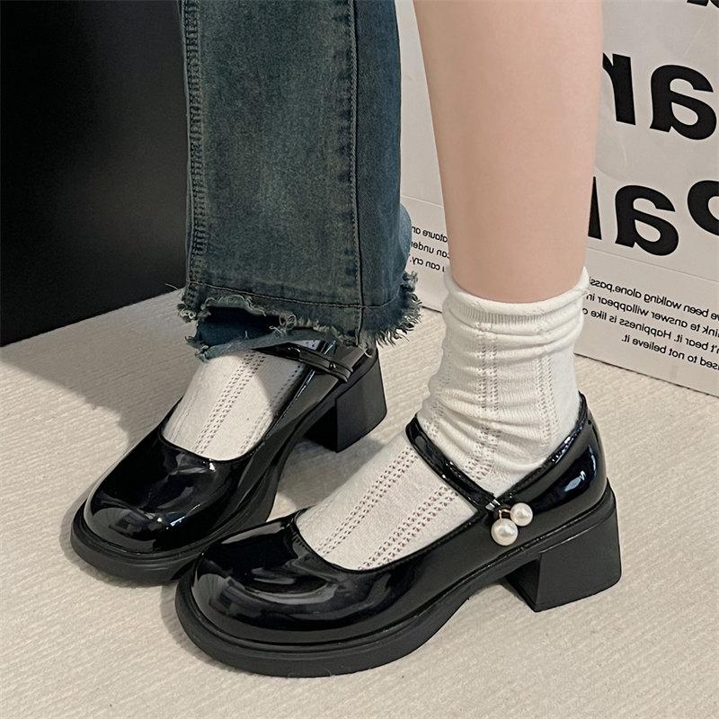 Fashion New Lolita Shoes Women Japanese Style Mary Jane Shoes Women Vintage Pearl buckle High Heel Platform Shoes College Cosplay Shoes