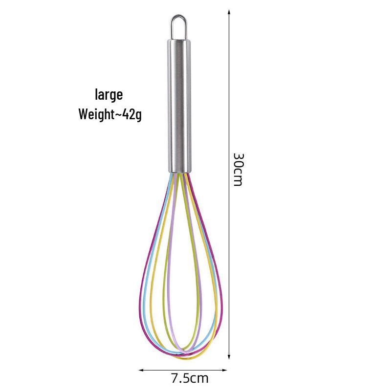 Colored Silicone Egg Beater Set: 8", 10", 12" Handheld Cream Mixer for Baking.