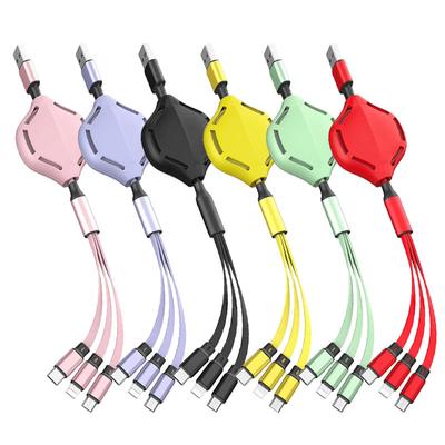 3-in-1-USB-Kabel für iPhone-Typ-C-Ladegerät, zum Aufladen von Micro-USB-Teleskopverlängerungs-Telefonkabel