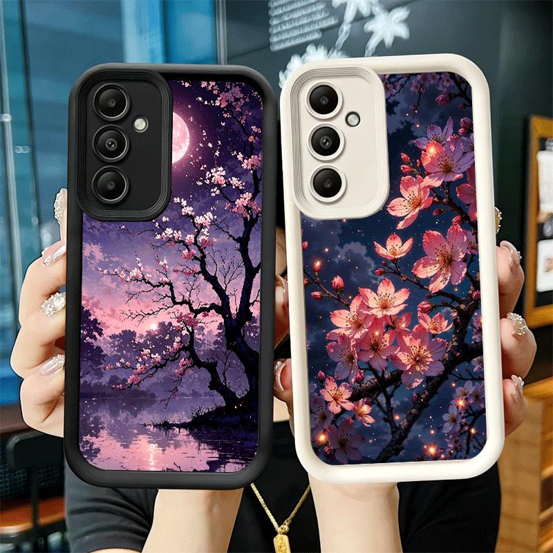 Phone Case for Samsung Galaxy A17 A16 A15 A14 A13 Dreamy Night Cherry Blossom Tree A56 A36 A26 A55 A35 A25 A54 A34 A24 A53 A33 A