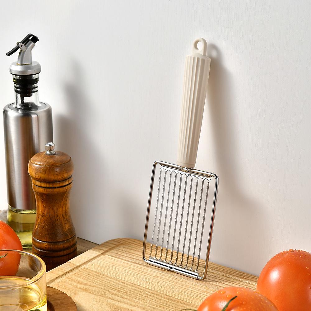 Silicone Handle Stainless Steel Slicer for Cheese, Meat, Potato, Radish, and Sausage