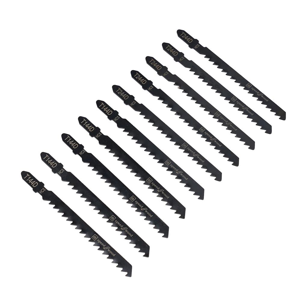 10Pcs High Carbon Steel Jigsaw Blades Set T144D+T244D for Fast Wood Board Plastic Cutting with Precision and Durability