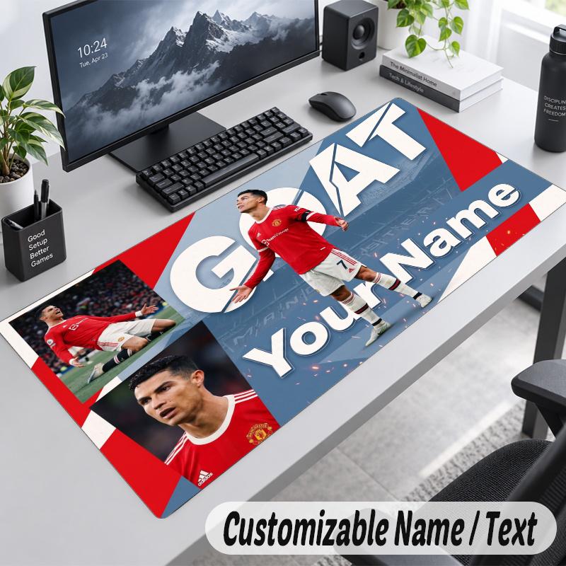 Cristiano Ronaldo Personalized Large Mouse Pad Custom Name Text Extended Desk Mat Gaming Mousepad