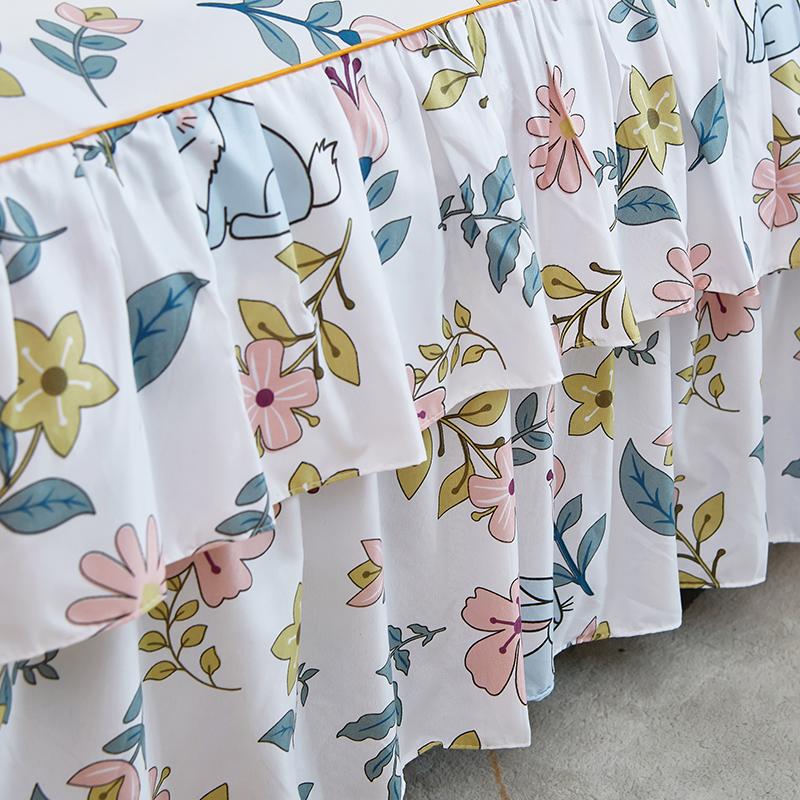 1 stk Sengeteppe i pastoral stil colchas de cama matrimonial Dobbel blondeskjørt til seng King Laken Skjørt (putevar trenger bestilling)