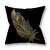 Gold Feather Black Plant Cushion Cover For Home Living Room Sofa Bedroom Decoration Square Pillow Case