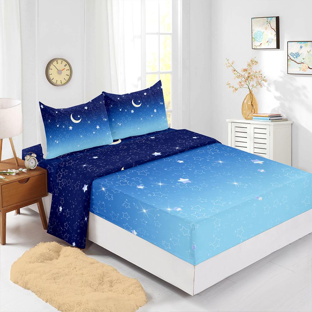 Four-Piece Mattress Color Gradual Change Bedding 3D Digital Printing Kit Mattress Protective Cover