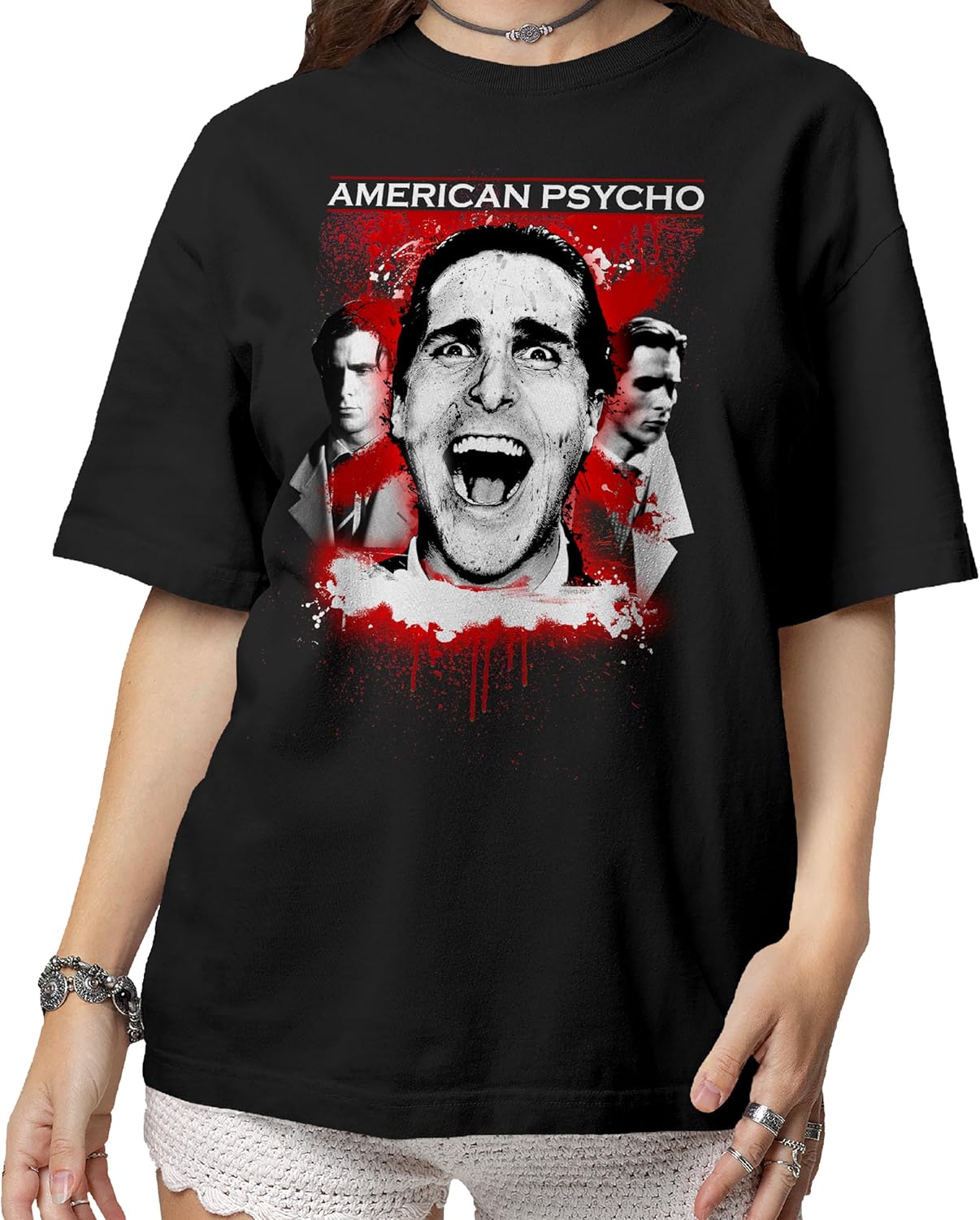 Isaac Morris Limited American Psycho Faces Men’s and Women’s Short Sleeve T-Shirt Unisex T-Shirt XXXXL