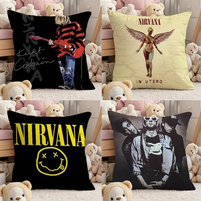 The N-n-N-NiRvAna Band Pillow Case Comfort Sofa Bed Silky Elegant Invisible Zipper Custom Decorative Cushion Cover