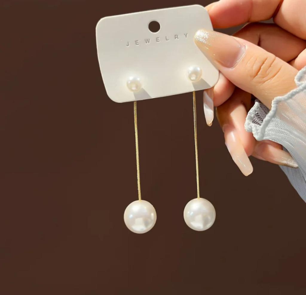 2025 New Simple Pearl Long Fringed Earrings Women Niche Designer High-end Face Slimming Jewelry for Long Faces Gift