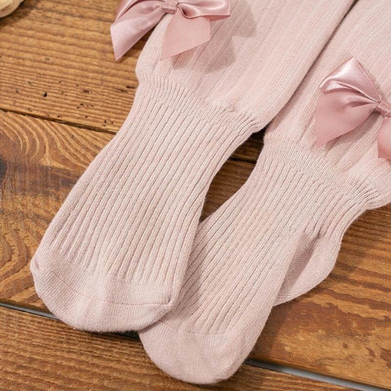 Baby Mädchen Strumpfhose Warm und Weich Kinder Thermo Leggings Einfarbig Schleifchen Dekor Strumpfhose für Kalte Jahreszeiten