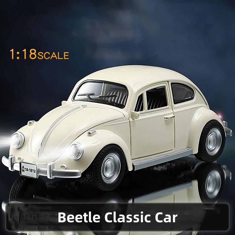 New 1:18 Classic Car Beetle 1955 Alloy Car Model Sound and Light Pull Back Children's Toy Collectibles Birthday gift