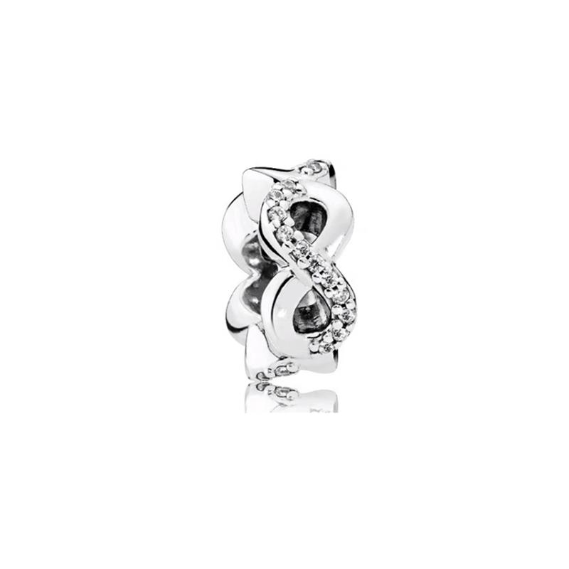 Sparkling and Polished Lines Spacer Charm Bead for Women Fit European Original Silver Bracelet DIY Fine Jewelry Gift