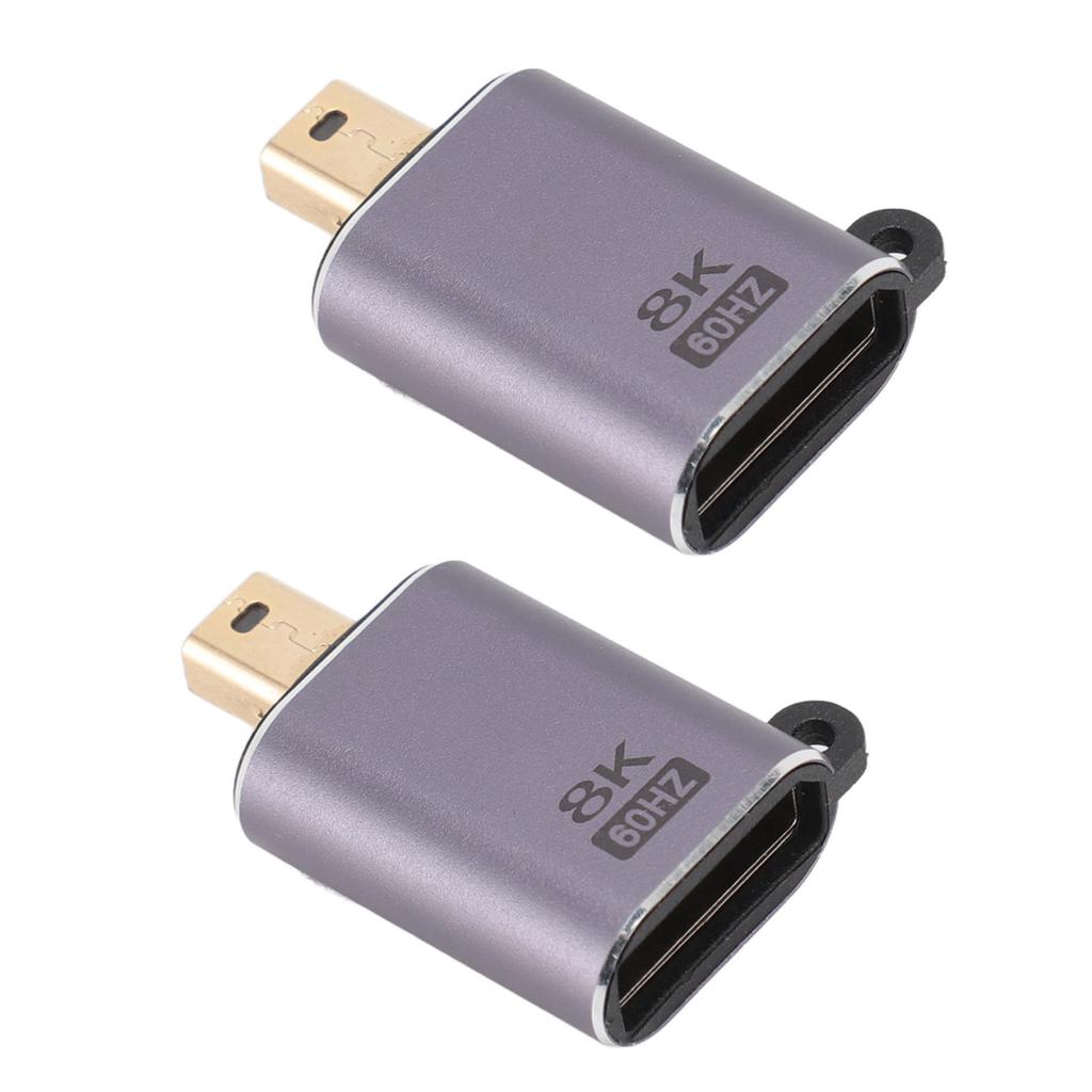 2 Stück Mini DisplayPort auf DisplayPort 1.4 Adapter 8K 60Hz 4K 144Hz Stecker auf Buchse Konverterkopf für OS X Laptop Monitor