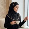 Comfortable Breathable Instant Headscarf Gold Lace Fabric Full Cover Neck Underscarf Spandex Plain Hijab Scarf Women