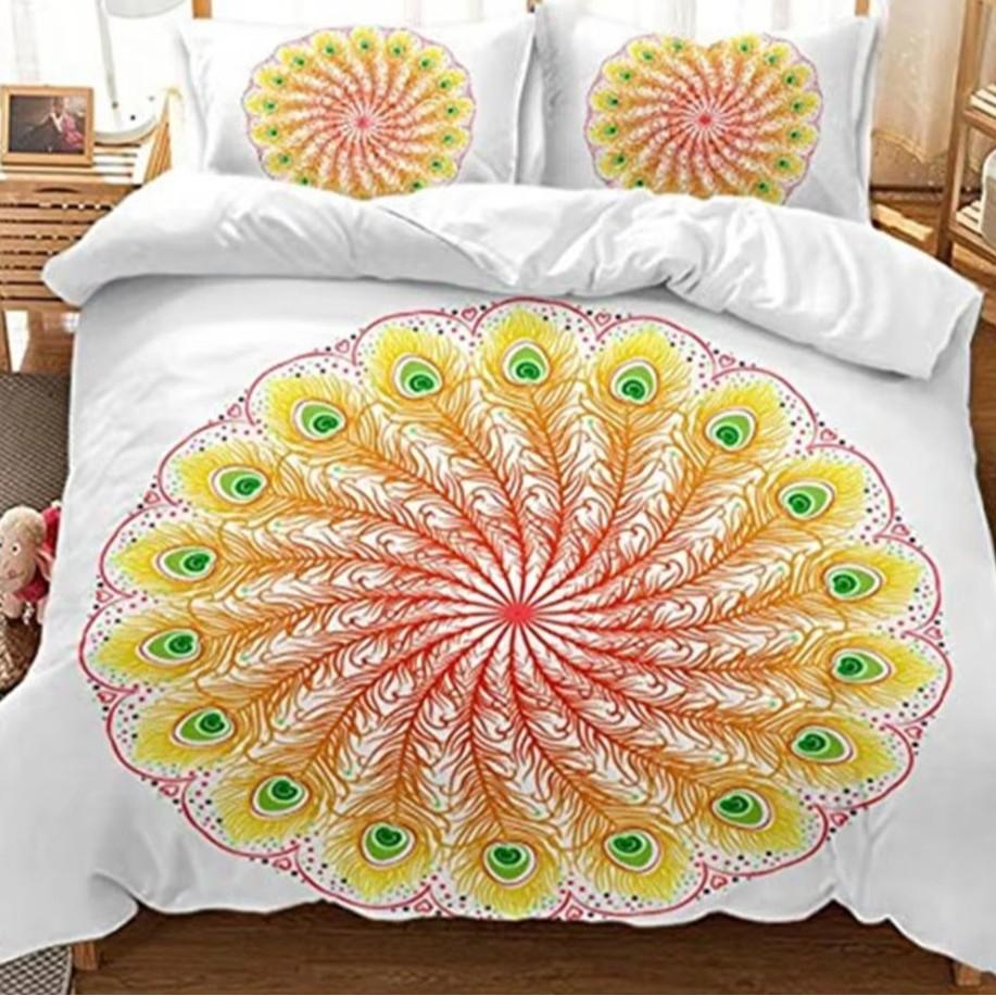Colorful Feather Duvet Cover Set Bedding Set 3-piece Duvet Cover Set
