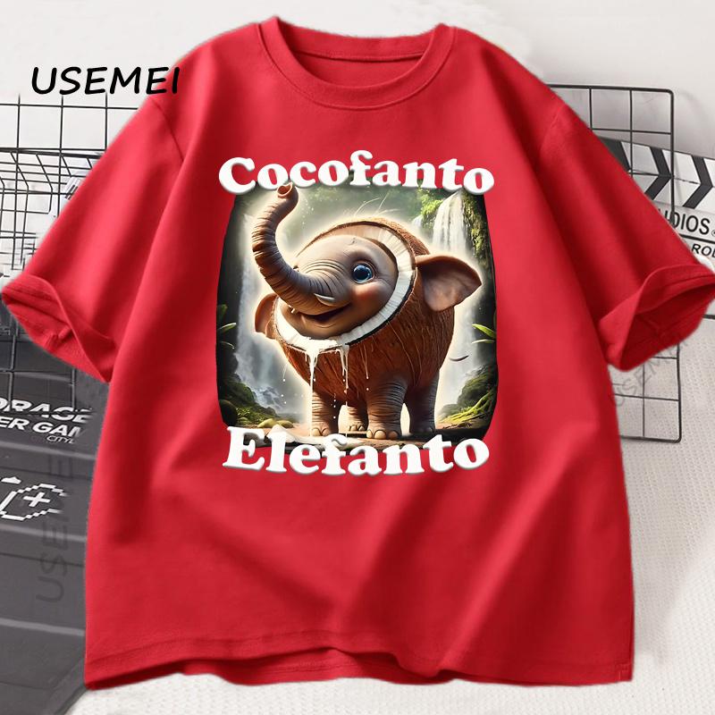 

Cocofanto Elefanto Funny Italian Brainrot Meme Classic T-Shirt Cotton Short Sleeve Tshirt Round Neck Breathable Casual Top M
