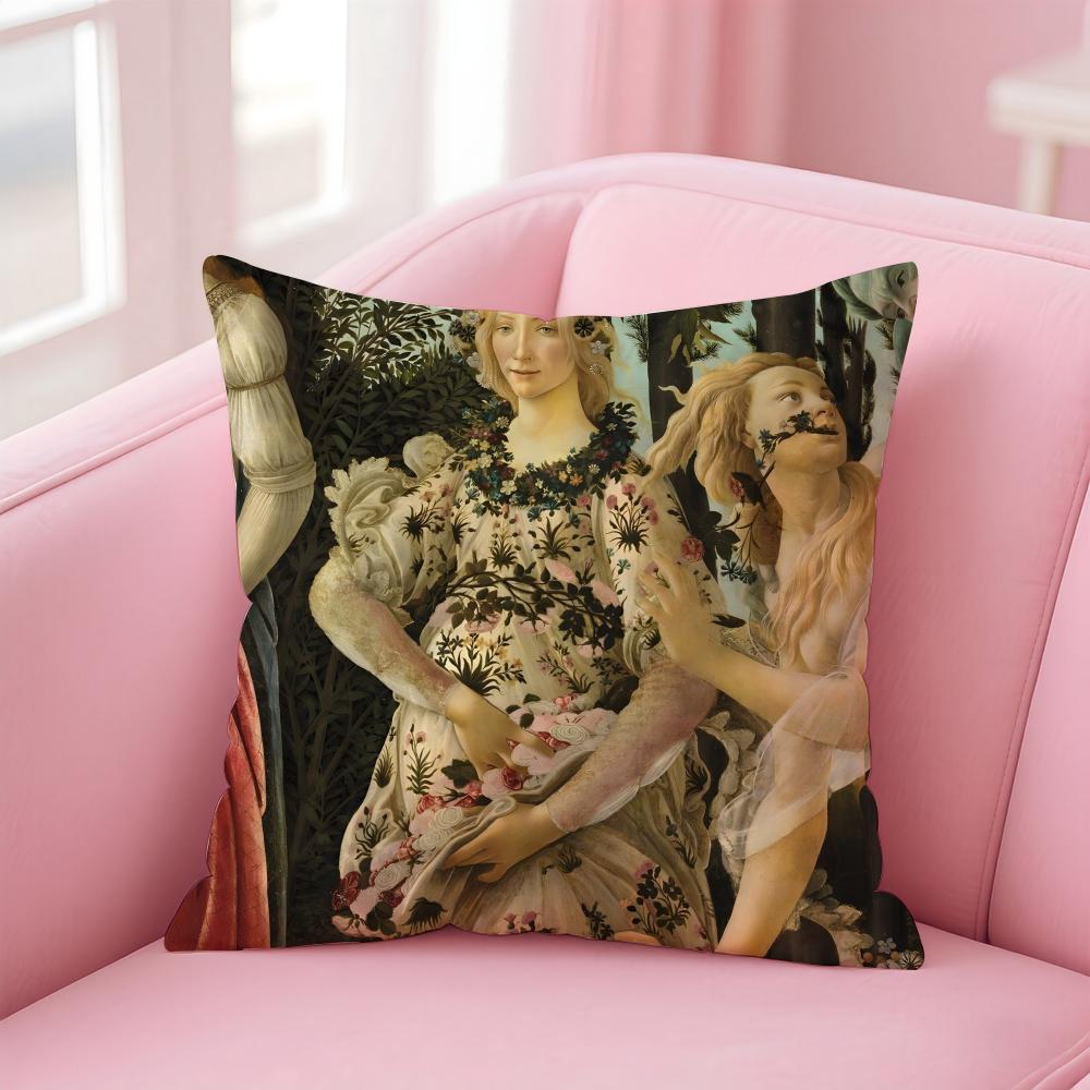 CClassical Western Beauty and Flowers Cushion Cover Pillow Case Soft Friendly Fabric  Concealed Zipper