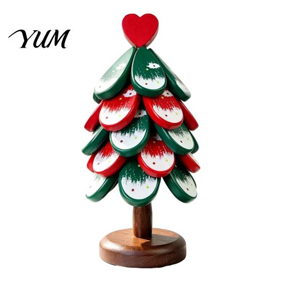 Durable Table Mat Christmas Tree Wooden Trivets, Pine Wood Potholders with Storage Stand, Festive Restaurant Accessory Heat Resistant Foldable