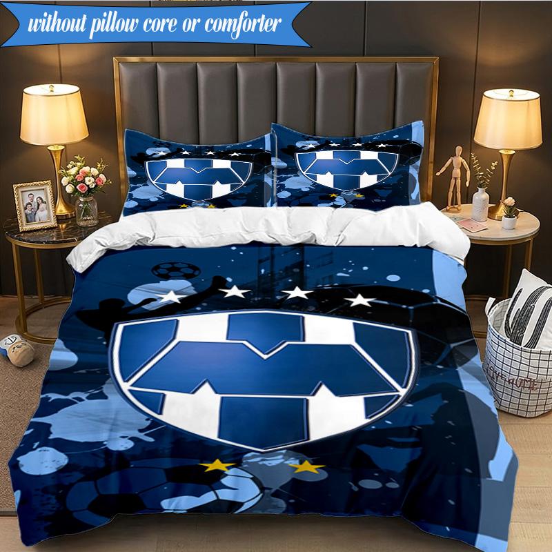 Football Club Emblem 3pcs K-pop music group Bedding set,Ideal for Bedroom, Dormitory,Including Duvet Cover And 2pcs Pillowcases,Fan gifts