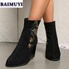 Print Wedges Women Suede Ankle Snow Boots High Heels Shoes 2025 Trend Winter New Sexy Chelsea Boots Elegant Pumps Mujer Botas